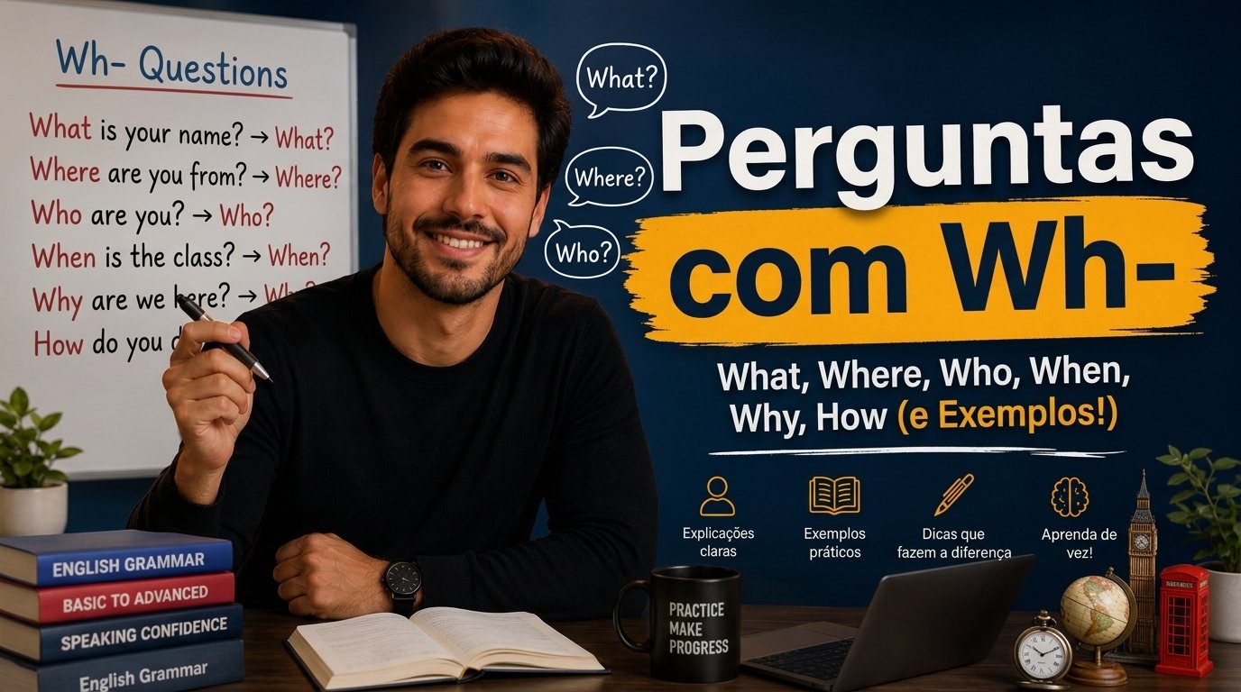 Perguntas com Wh- em Inglês — What, Where, Who, When, Why e How